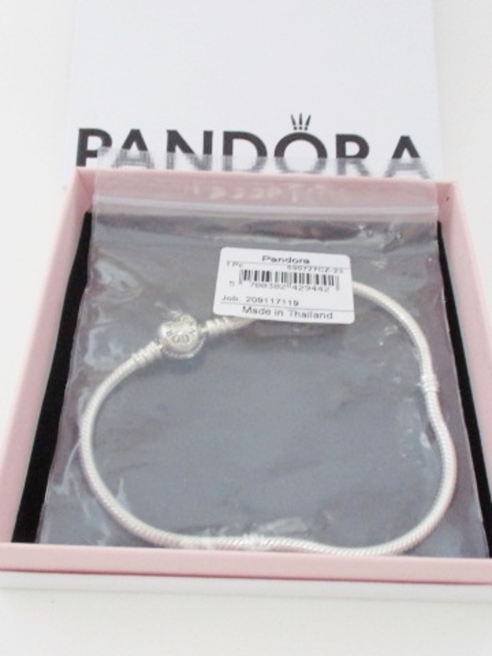 PANDORA Pave Heart Clasp Snake Chain Bracelet
